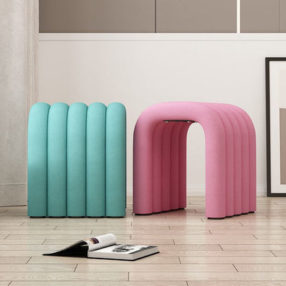 Contemporary Creative Arc Carbon Steel Velvet Sponge Low Stool Backless Armless For Living Room