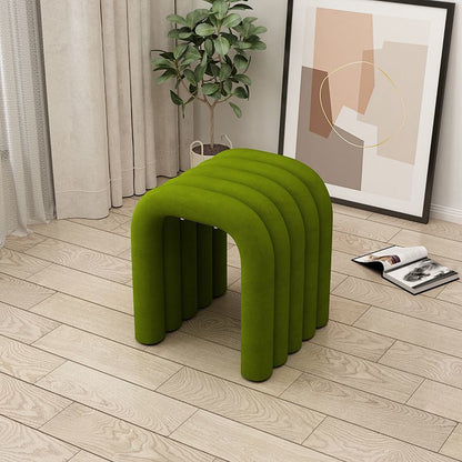 Contemporary Creative Arc Carbon Steel Velvet Sponge Low Stool Backless Armless For Living Room