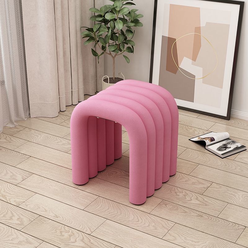 Contemporary Creative Arc Carbon Steel Velvet Sponge Low Stool Backless Armless For Living Room