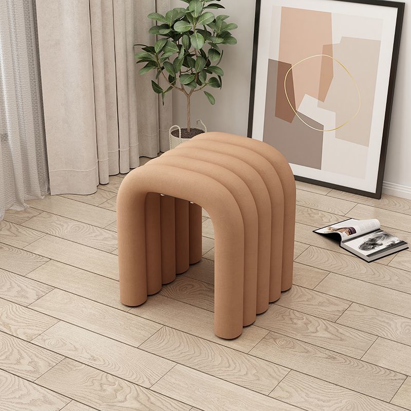 Contemporary Creative Arc Carbon Steel Velvet Sponge Low Stool Backless Armless For Living Room