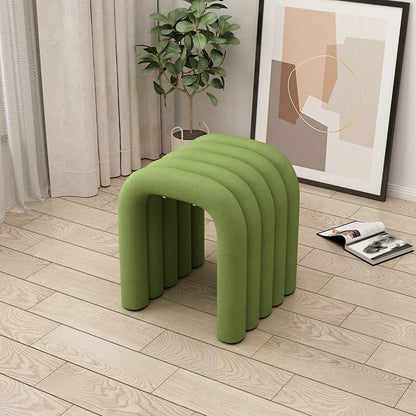 Contemporary Creative Arc Carbon Steel Velvet Sponge Low Stool Backless Armless For Living Room