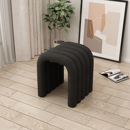 Contemporary Creative Arc Carbon Steel Velvet Sponge Low Stool Backless Armless For Living Room
