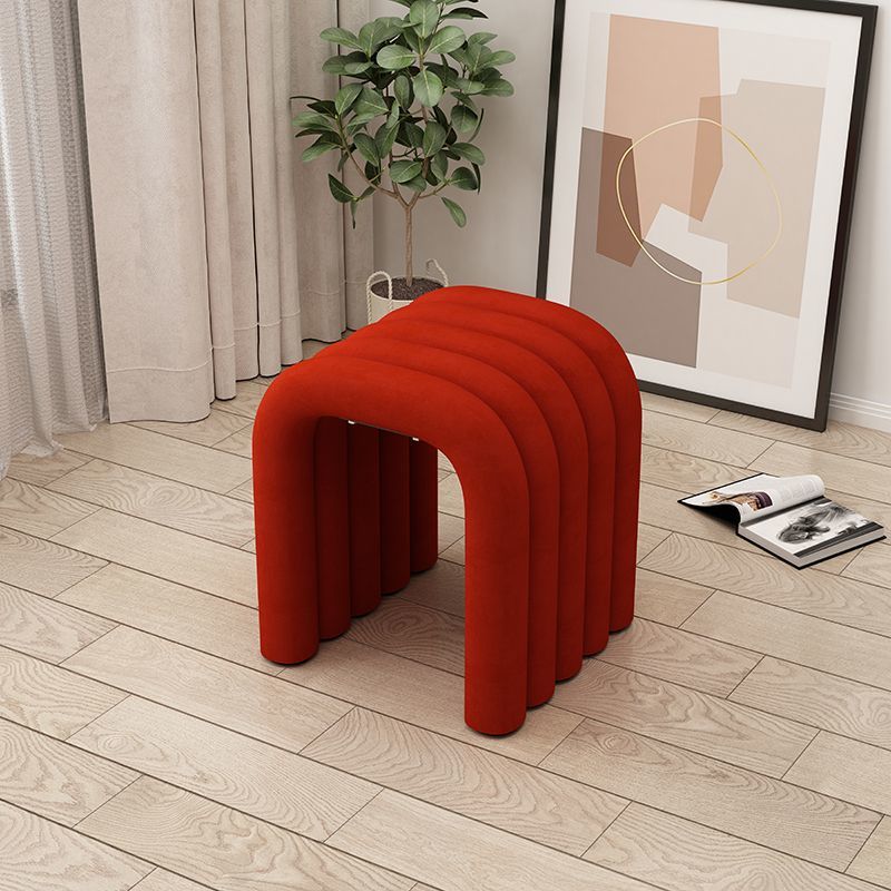 Contemporary Creative Arc Carbon Steel Velvet Sponge Low Stool Backless Armless For Living Room