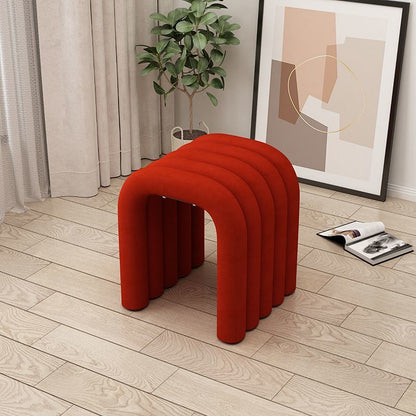 Contemporary Creative Arc Carbon Steel Velvet Sponge Low Stool Backless Armless For Living Room