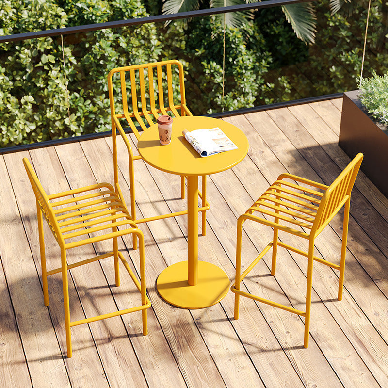 Modern Minimalist Rectangle Skeleton Iron Outdoor Bar Stool Backrest Armless For Garden