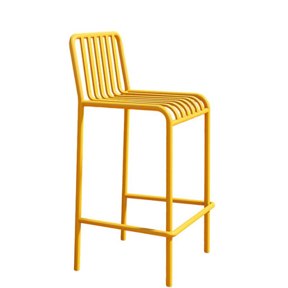 Modern Minimalist Rectangle Skeleton Iron Outdoor Bar Stool Backrest Armless For Garden