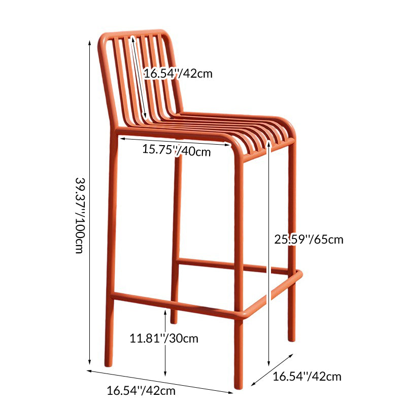 Modern Minimalist Rectangle Skeleton Iron Outdoor Bar Stool Backrest Armless For Garden