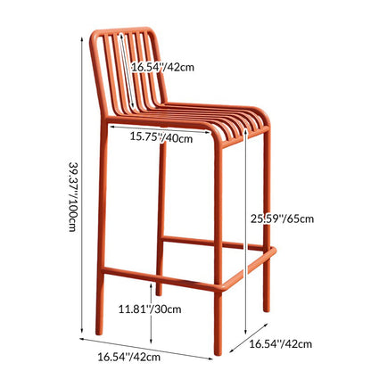 Modern Minimalist Rectangle Skeleton Iron Outdoor Bar Stool Backrest Armless For Garden