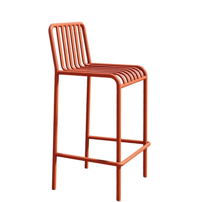 Modern Minimalist Rectangle Skeleton Iron Outdoor Bar Stool Backrest Armless For Garden
