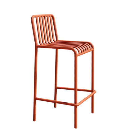 Modern Minimalist Rectangle Skeleton Iron Outdoor Bar Stool Backrest Armless For Garden