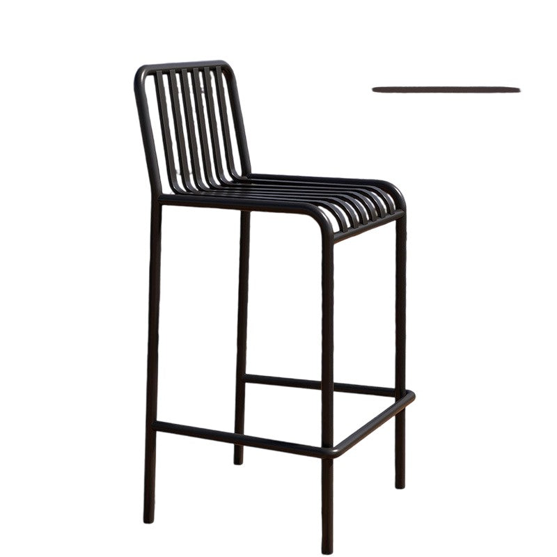 Modern Minimalist Rectangle Skeleton Iron Outdoor Bar Stool Backrest Armless For Garden