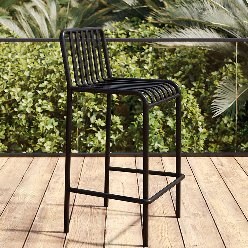 Modern Minimalist Rectangle Skeleton Iron Outdoor Bar Stool Backrest Armless For Garden