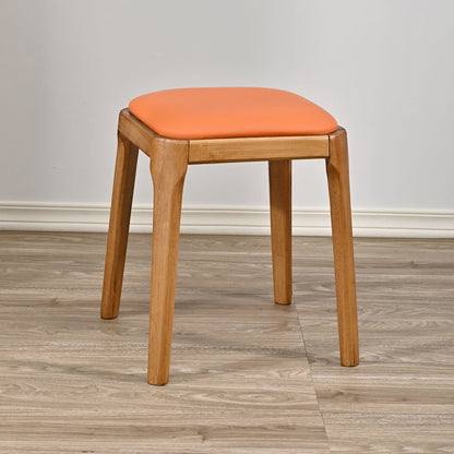 Modern Minimalist Square Rubberwood Microfiber Leather Sponge Low Stool Backless Armless For Dining Room