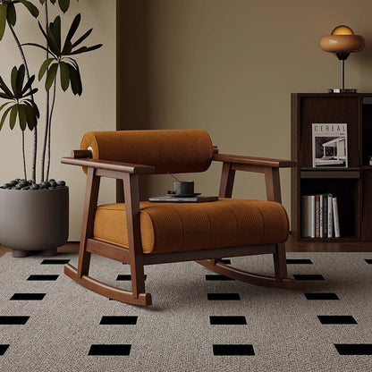 Contemporary Retro A-Shape Cylindrical Rubberwood Corduroy Sherpa Fabric Sponge Accent Chair Backrest Armrest For Living Room
