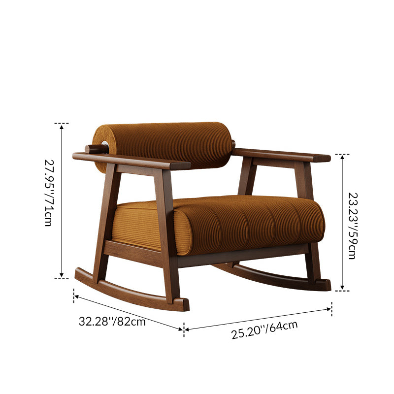 Contemporary Retro A-Shape Cylindrical Rubberwood Corduroy Sherpa Fabric Sponge Accent Chair Backrest Armrest For Living Room