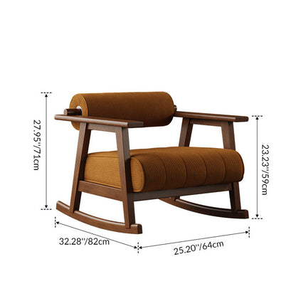 Contemporary Retro A-Shape Cylindrical Rubberwood Corduroy Sherpa Fabric Sponge Accent Chair Backrest Armrest For Living Room