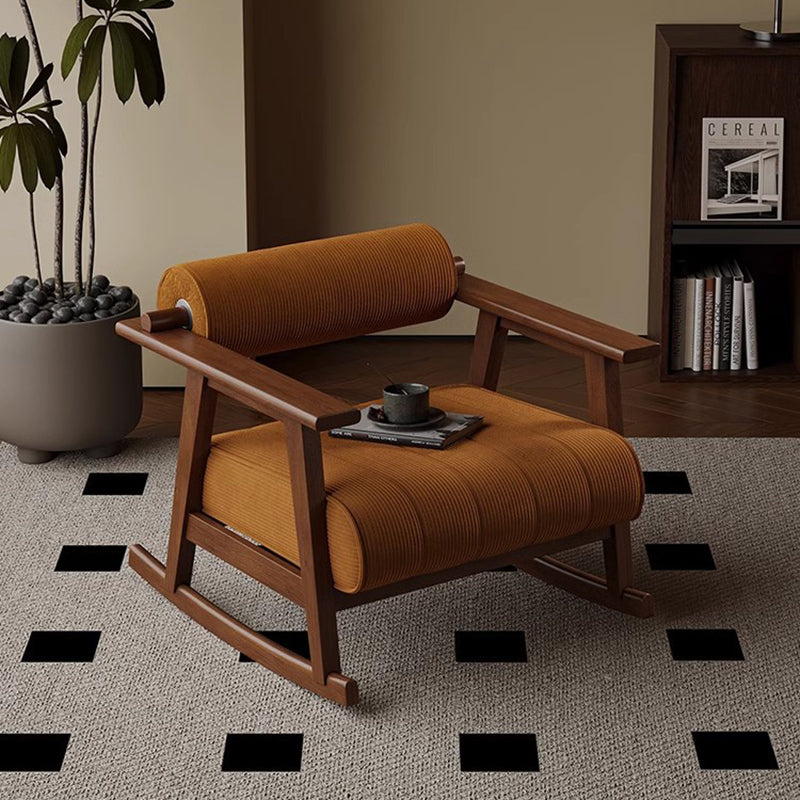 Contemporary Retro A-Shape Cylindrical Rubberwood Corduroy Sherpa Fabric Sponge Accent Chair Backrest Armrest For Living Room