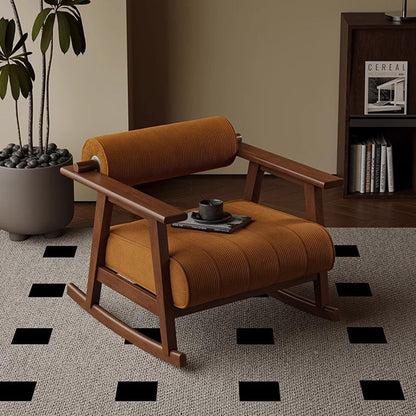 Contemporary Retro A-Shape Cylindrical Rubberwood Corduroy Sherpa Fabric Sponge Accent Chair Backrest Armrest For Living Room