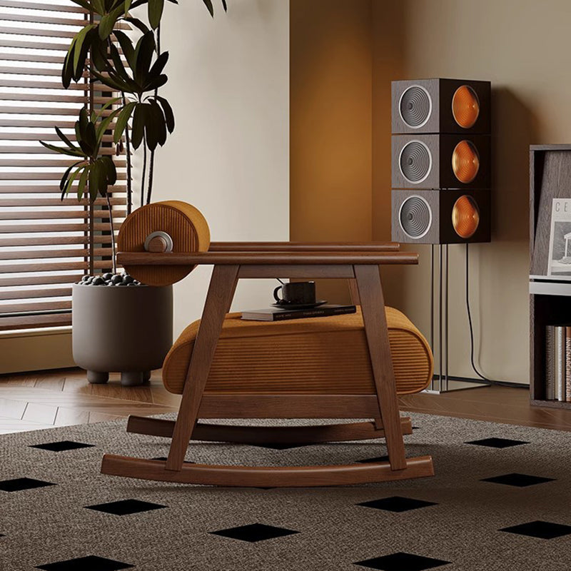 Contemporary Retro A-Shape Cylindrical Rubberwood Corduroy Sherpa Fabric Sponge Accent Chair Backrest Armrest For Living Room