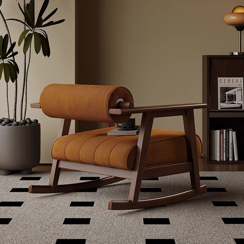 Contemporary Retro A-Shape Cylindrical Rubberwood Corduroy Sherpa Fabric Sponge Accent Chair Backrest Armrest For Living Room