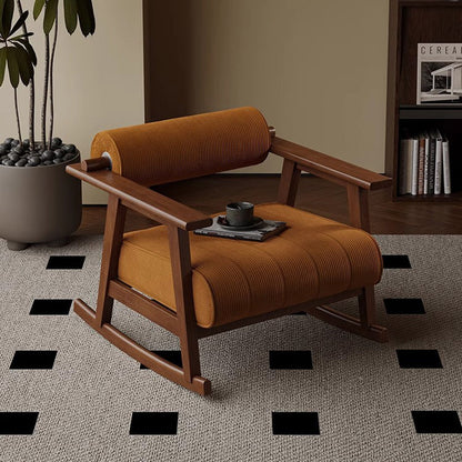 Contemporary Retro A-Shape Cylindrical Rubberwood Corduroy Sherpa Fabric Sponge Accent Chair Backrest Armrest For Living Room