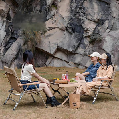 Modern Minimalist Rectangle Aluminum Oxford & Textilene Fabric PVC Pearl Cotton Outdoor Foldable Camping Chair Backrest Armrest For Garden