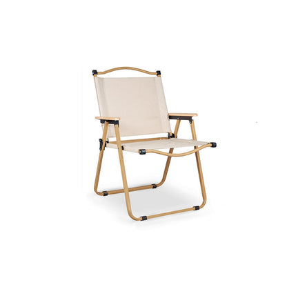 Modern Minimalist Rectangle Outdoor Carbon Steel Aluminum Alloy Beech Wood Oxford Fabric PET Foldable Portable Detachable Camping Chair Backrest Armrest For Garden