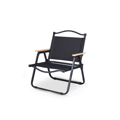 Modern Minimalist Rectangle Outdoor Carbon Steel Aluminum Alloy Beech Wood Oxford Fabric PET Foldable Portable Detachable Camping Chair Backrest Armrest For Garden