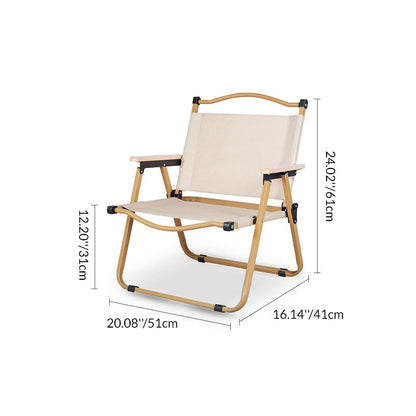 Modern Minimalist Rectangle Outdoor Carbon Steel Aluminum Alloy Beech Wood Oxford Fabric PET Foldable Portable Detachable Camping Chair Backrest Armrest For Garden