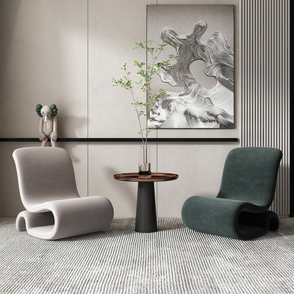 Contemporary Creative S-Shape Iron Velvet Sponge Accent Chair Backrest Armless For Living Room