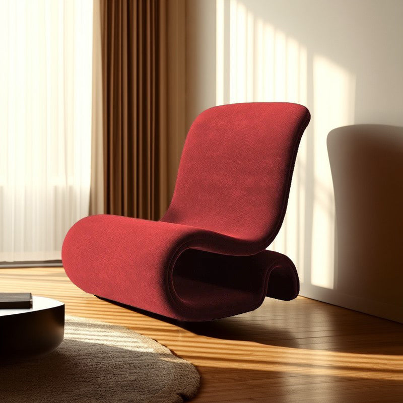 Contemporary Creative S-Shape Iron Velvet Sponge Accent Chair Backrest Armless For Living Room