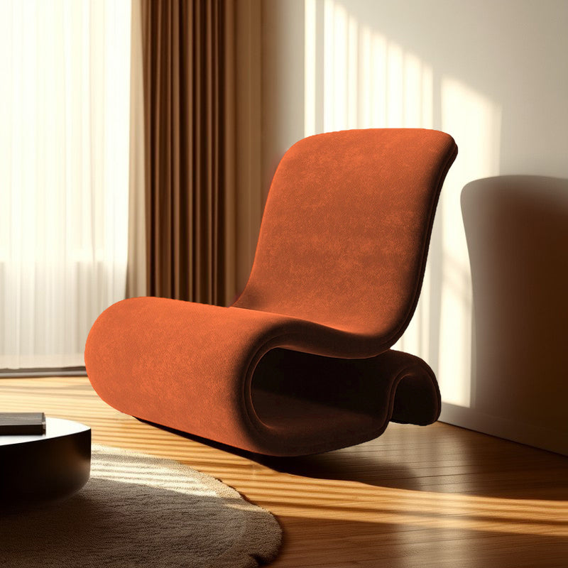 Contemporary Creative S-Shape Iron Velvet Sponge Accent Chair Backrest Armless For Living Room