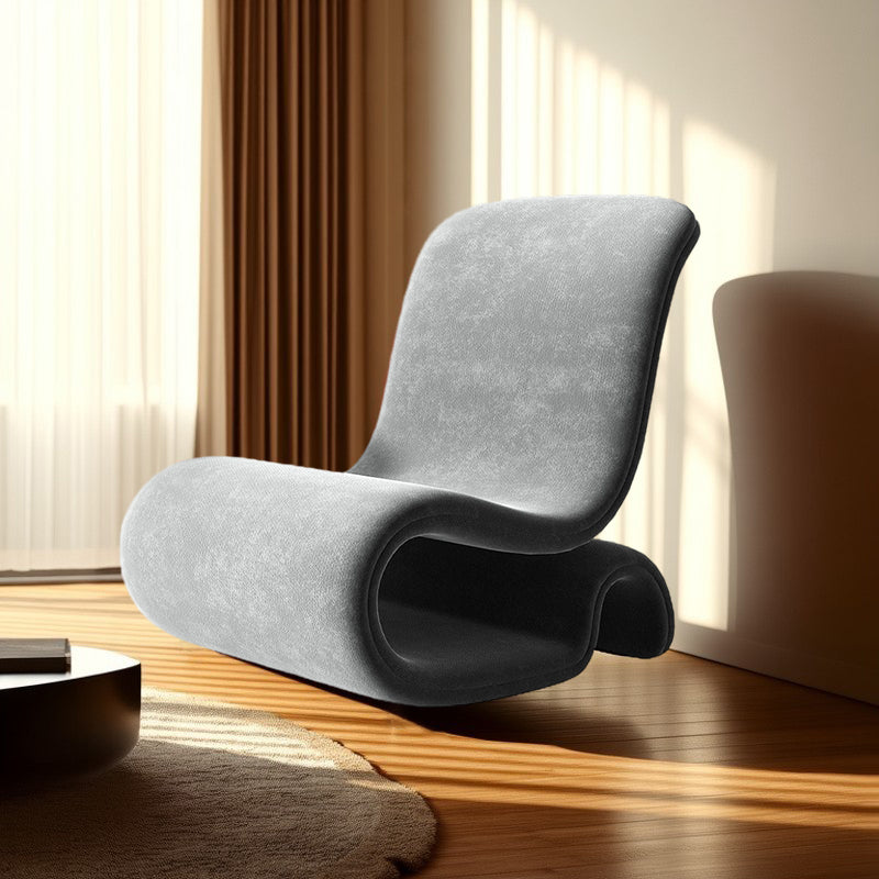 Contemporary Creative S-Shape Iron Velvet Sponge Accent Chair Backrest Armless For Living Room