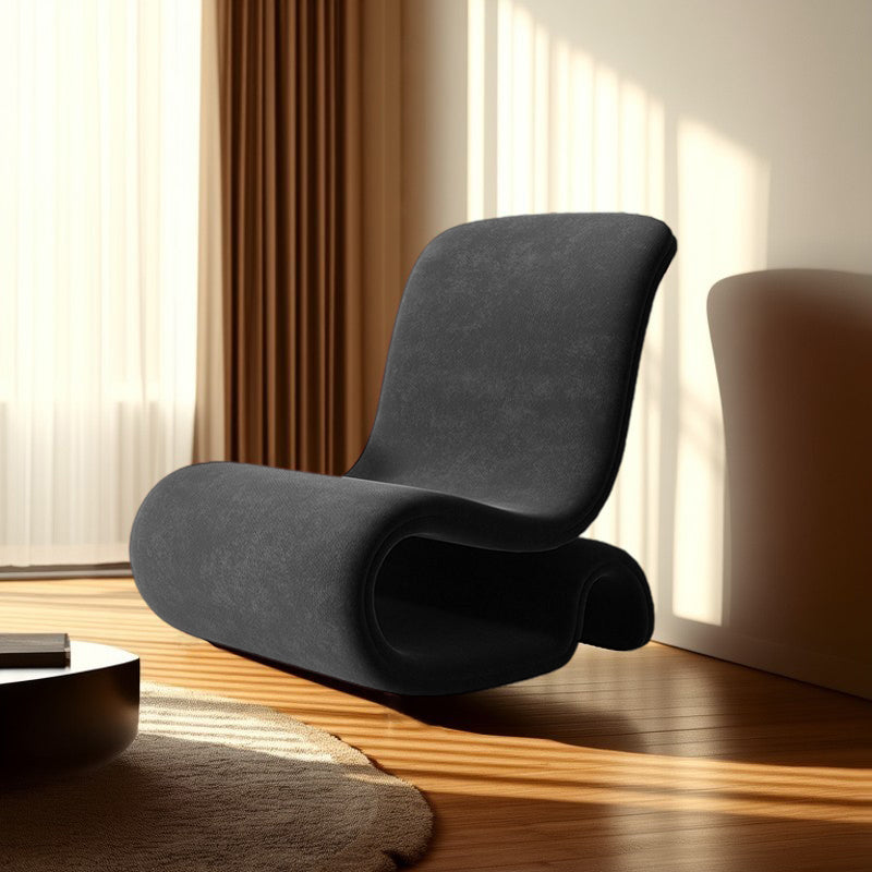Contemporary Creative S-Shape Iron Velvet Sponge Accent Chair Backrest Armless For Living Room