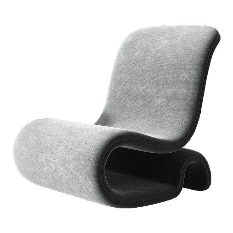 Contemporary Creative S-Shape Iron Velvet Sponge Accent Chair Backrest Armless For Living Room