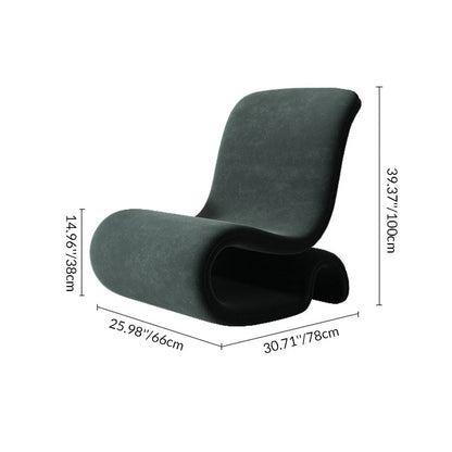 Contemporary Creative S-Shape Iron Velvet Sponge Accent Chair Backrest Armless For Living Room