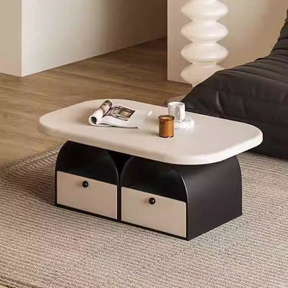 Modern Art Deco Eyeglasses Solid Wood Plywood Rubberwood & MDF Coffee Table 4-Drawer For Living Room