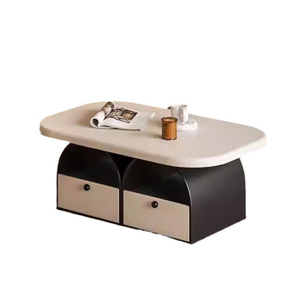 Modern Art Deco Eyeglasses Solid Wood Plywood Rubberwood & MDF Coffee Table 4-Drawer For Living Room