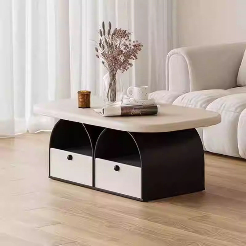 Modern Art Deco Eyeglasses Solid Wood Plywood Rubberwood & MDF Coffee Table 4-Drawer For Living Room