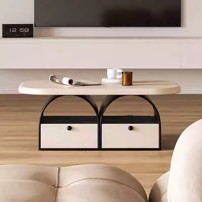 Modern Art Deco Eyeglasses Solid Wood Plywood Rubberwood & MDF Coffee Table 4-Drawer For Living Room
