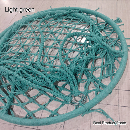 Contemporary Coastal Round Cotton Rope Steel Outdoor Hanging Chair Backrest Armless For Garden