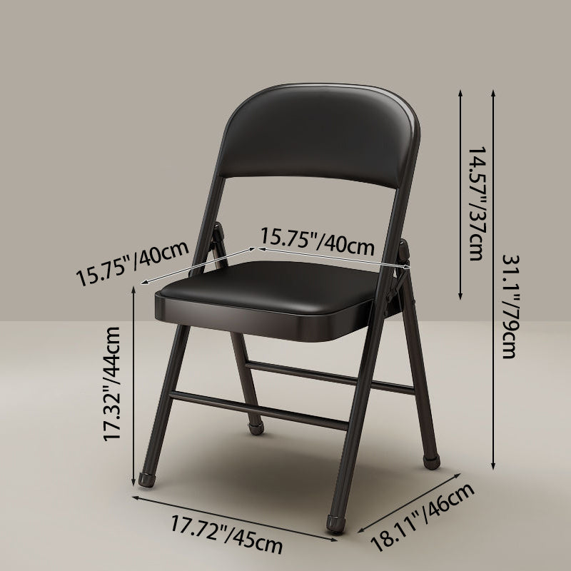 Modern Simplicity Arc Steel Pipe PU Leather Sponge Foldable Desk Chair Backrest Armless For Home Office