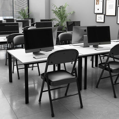 Modern Simplicity Arc Steel Pipe PU Leather Sponge Foldable Desk Chair Backrest Armless For Home Office