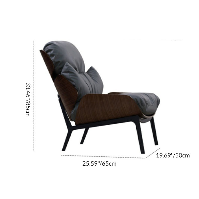Contemporary Nordic L-Shape Plywood Carbon Steel Cotton PU Leather Accent Chair Backrest Armless For Living Room