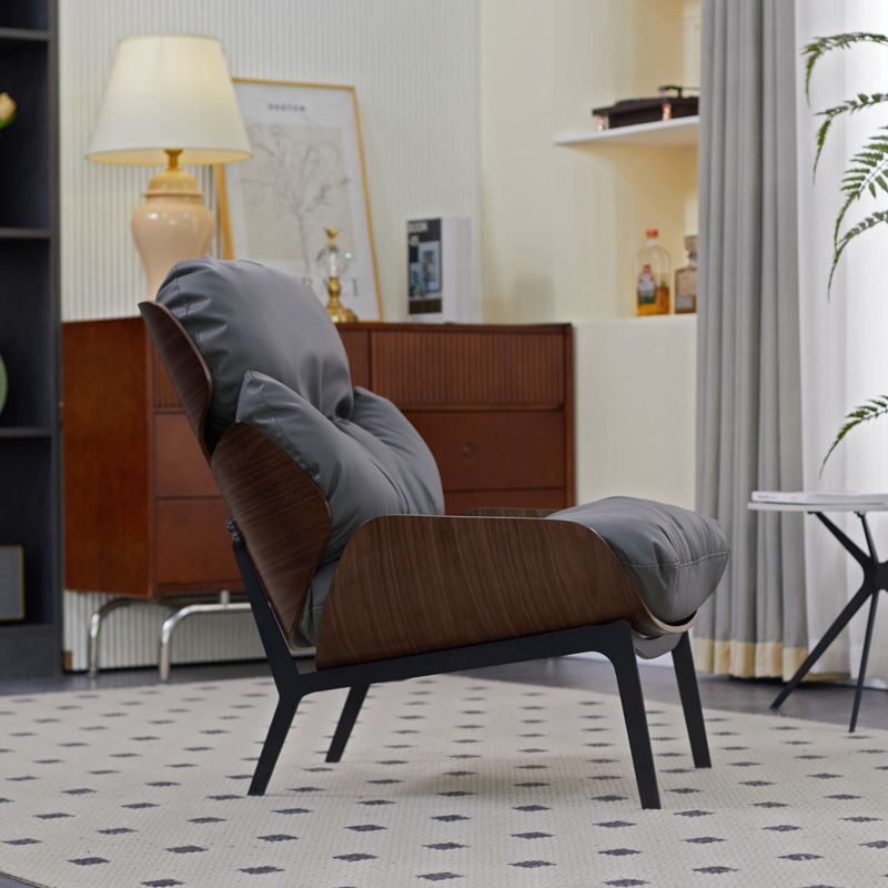 Contemporary Nordic L-Shape Plywood Carbon Steel Cotton PU Leather Accent Chair Backrest Armless For Living Room