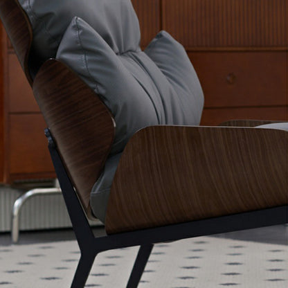 Contemporary Nordic L-Shape Plywood Carbon Steel Cotton PU Leather Accent Chair Backrest Armless For Living Room