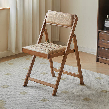 Traditional Rustic Foldable Rectangular Nan Bamboo Faux Leather Sponge Dining Chair Backrest Armless For Dining Room
