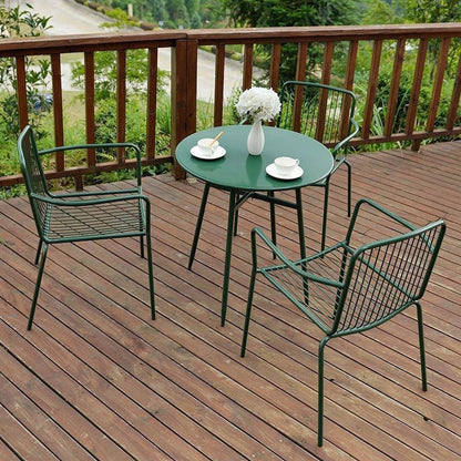 Modern Minimalist Waterproof Rectangular Hollowed-Out Iron Outdoor Dining Chair Backrest Armrest For Dining Room