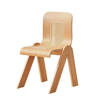 Traditional Vintage Arc V-Shape Rubberwood Bentwood Rattan Weaving Dining Chair Backrest Armless For Dining Room