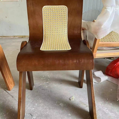 Traditional Vintage Arc V-Shape Rubberwood Bentwood Rattan Weaving Dining Chair Backrest Armless For Dining Room